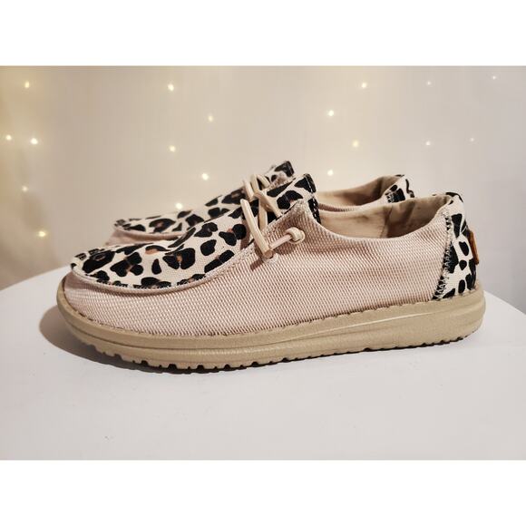 Hey Dude Shoes - Hey Dude Wendy Funk Leo Safari Lace Up Slip On Canvas Comfort Shoes Womens 6